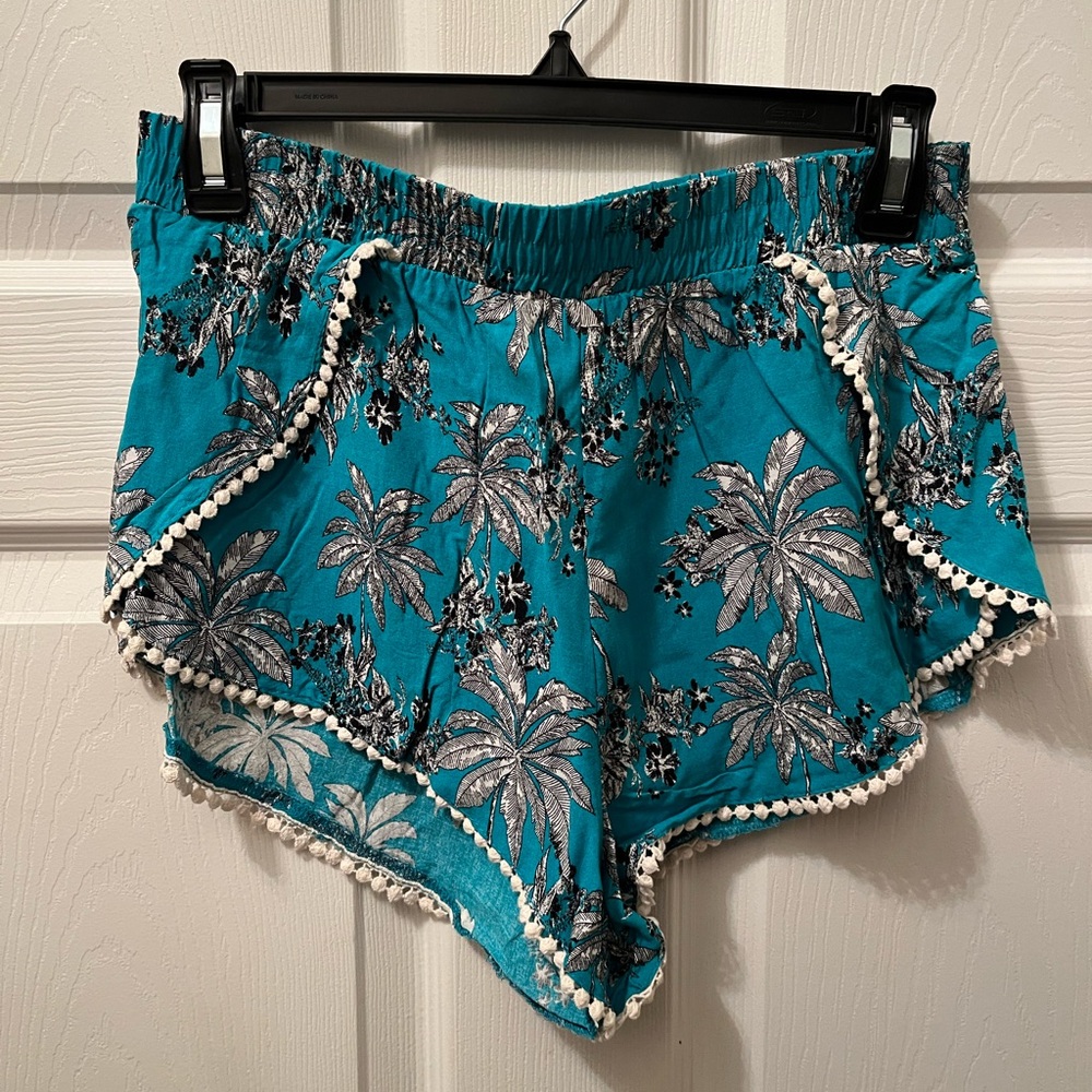Iris teal palm tree print shorts